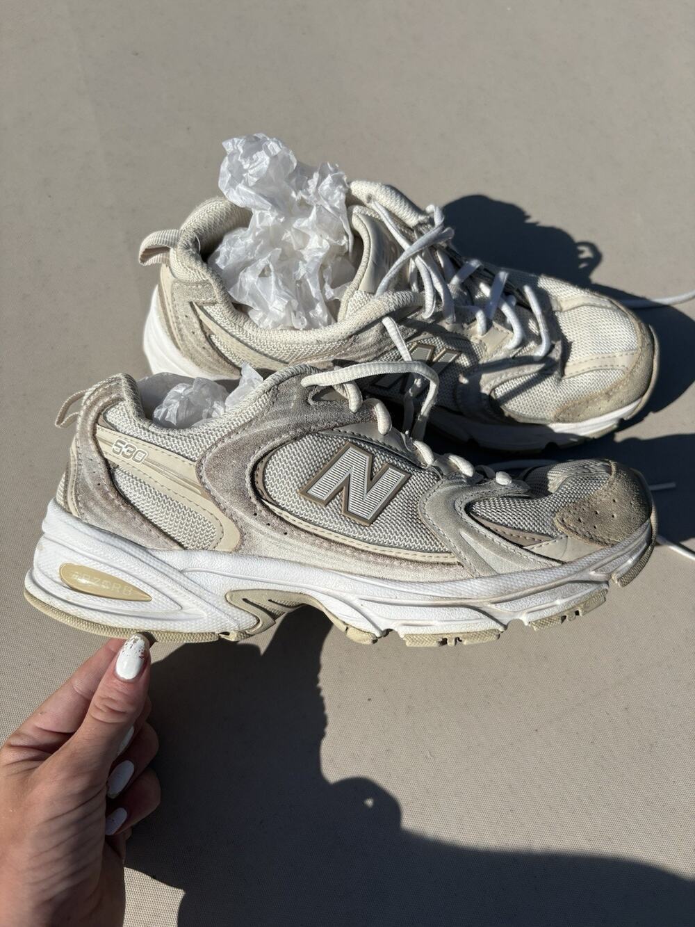 New Balance 530 White Beige Mesh Sneakers Women’s Size 7.5/Men’s Size 6